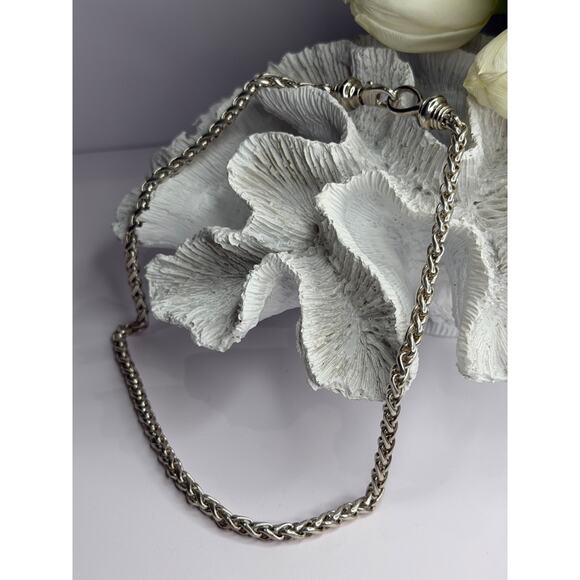 Vintage 925 Sterling Silver Chain Necklace Length 18 in - Picture 8 of 10